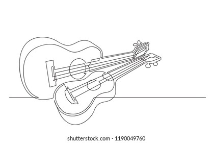 continuous line drawing of couple of ukuleles