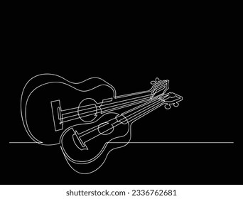 continuous line drawing of couple of ukuleles