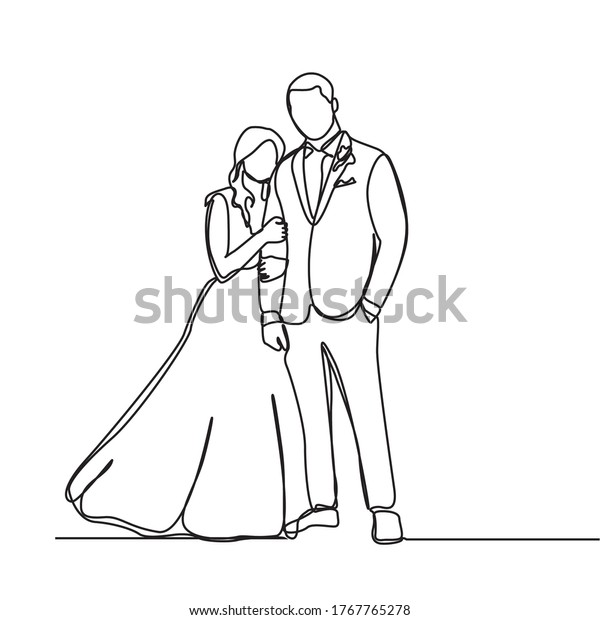 Continuous Line Drawing Couples Who Love Stock Vector (Royalty Free ...