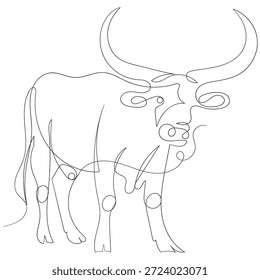 Vacas de dibujo de línea continua. África