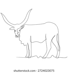 Continuous line drawing. cows Africa