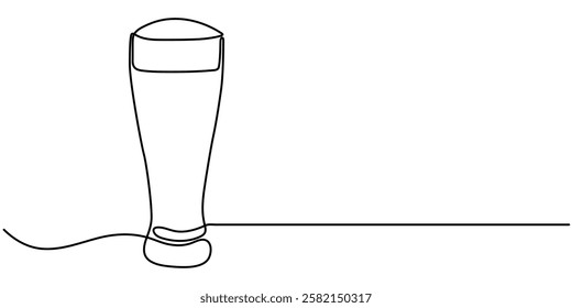  Continuous Line Drawing of Craft Beer Icon. Hand Drawn Symbol Vector Illustration, one line drawing of beer glass with foam. Craft drink alcohol ale in simple line, Beer glasses with foam one line 