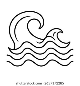 Línea continua que dibuja el oleaje de agua de las olas del océano que choca
