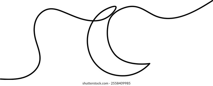 Continuous Line Drawing of Crescent Moon