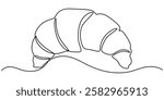 Continuous Line Drawing of Croissant Icon. Hand Drawn Symbol Vector Illustration, One Continuous Line Drawing of Croissant Icon. Single Line Vector Illustration, Continuous one line drawing croissant.