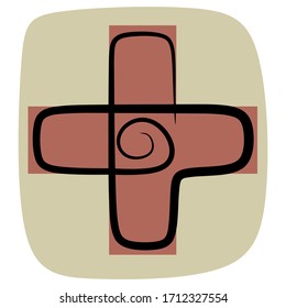 Continuous line drawing cross icon. Flat line minimal cross icon. Simple vector cross icon. Isolated cross icon for various projects.