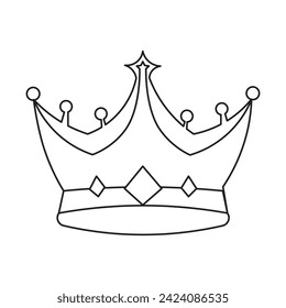 Continuous line drawing of crown outline vector art illustration design.