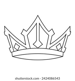 Continuous line drawing of crown outline vector art illustration design.