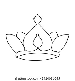 Continuous line drawing of crown outline vector art illustration design.