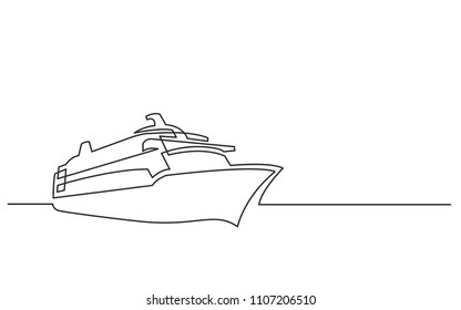 continuous line drawing cruise ship