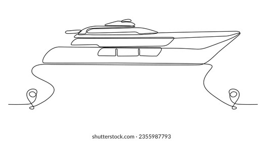 
Continuous line drawing of cruise ship line vector icon of port route with starting point and one line - Vector illustration. - Vector