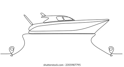 
Dibujo continuo de línea del icono vectorial de línea de crucero de la ruta de puerto con punto de partida y una línea - Ilustración vectorial. - Vector
