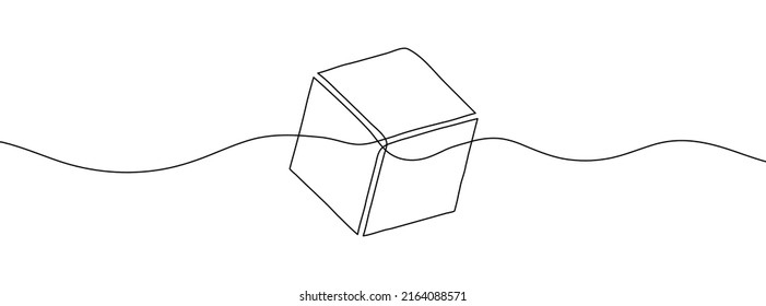 Continuous line drawing cube icon  Cube linear icon  One line drawing background  Vector illustration  Cube continuous line icon