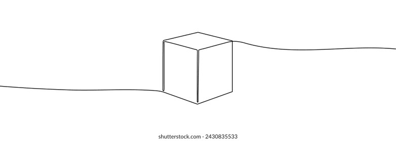 Icono de línea continua del cubo. Icono lineal de cubo. Fondo de dibujo de una línea. Ilustración vectorial.