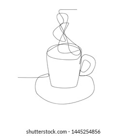 continuous line drawing of cup of coffee. isolated sketch drawing of cup coffee line concept. outline thin stroke vector illustration