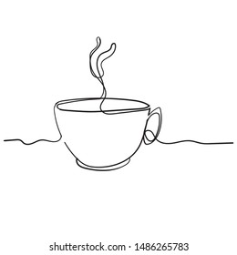 Continuous line drawing of cup of coffee doodle style