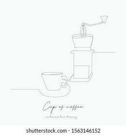 continuous line drawing. cup of coffee. simple vector illustration. cup of coffee concept hand drawing sketch line.
