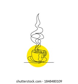 Dibujo continuo de la línea de la taza de café. Ilustración del vector