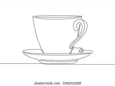 Continuous line drawing of cup of coffee. Vector illustration