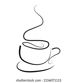 Kontinuierliche Zeichnung der Tasse Kaffee. Vektorgrafik. Konzept für Logo, Karte, Banner, Plakat, Flyer