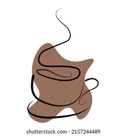 Continuous line drawing of cup of coffee. Vector illustration. Concept for logo, card, banner, poster, flyer