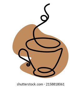 Continuous line drawing of cup of coffee. Vector illustration. Concept for logo, card, banner, poster, flyer