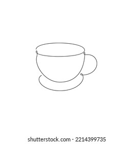 Continuous line drawing of a cup of coffee. Vector illustration