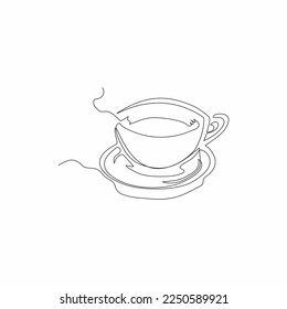 continuous line drawing of a cup of coffee vector