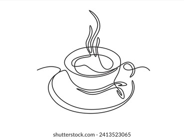 Dibujo continuo de la línea de la taza de café. Ilustración del vector