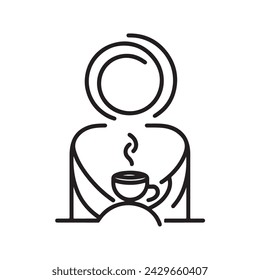 Continuous line drawing of cup of coffee. Vector illustration