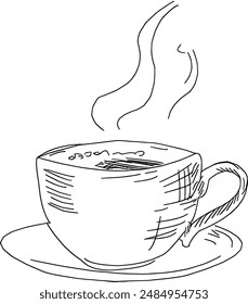 Continuous line drawing of a cup of coffee