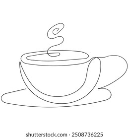 continuous line drawing a cup of coffee icon