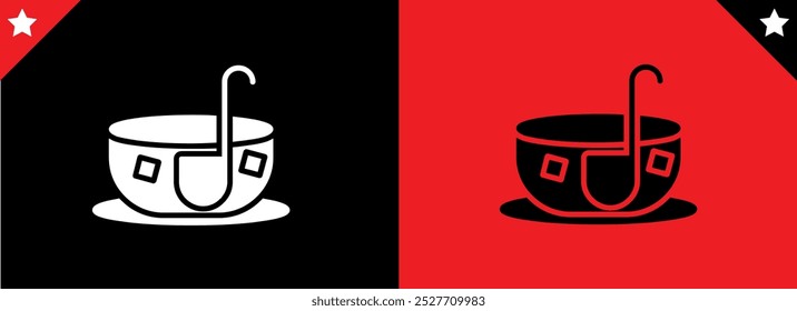 Continuous line drawing of cup of coffee with place for text. Coffee and Music concept. Creative design with coffee cup, musical note and coffee grain in one line style. Sketch of drink. Vector