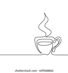 Continuous line drawing of cup of coffee. Vector illustration