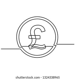 Continuous Line Drawing Of Currency Circulate Icon. Pound Sterling Icon, Currency Symbol, Investment Icon, Banking Sign, Banking Cash. Billing Cycle Line Icon For Apps And Websites. Loan And Financial