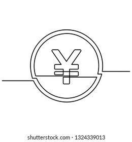 continuous line drawing of currency circulate icon. Yen icon, currency symbol, investment icon, banking sign, banking cash. Billing cycle line icon for apps and websites. loan and financial concepts. 