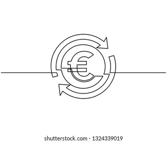 continuous line drawing of currency circulate icon. Euro icon, currency symbol, investment icon, banking sign, banking cash. Billing cycle line icon for apps and websites. loan and financial concepts.
