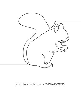continuous line drawing of cute animal squirrel