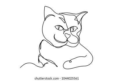 continuous line drawing of a cute cat pet veterinarian concept vector illustration.
