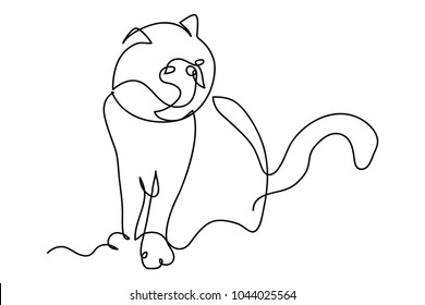 continuous line drawing of a cute cat pet veterinarian concept vector illustration.