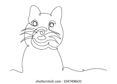 continuous line drawing of a cute cat pet vector illustration.