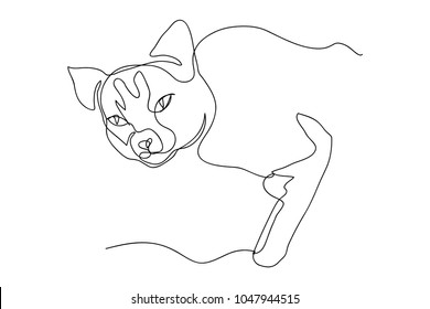 continuous line drawing of a cute cat pet veterinarian concept vector illustration.