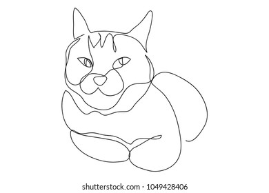 continuous line drawing of a cute cat pet veterinarian concept vector illustration.