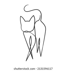 Continuous line drawing of cute cat, Cat one line drawing minimalist design