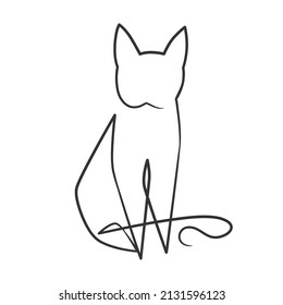 Continuous line drawing of cute cat, Cat one line drawing minimalist design