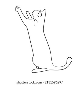 Continuous line drawing of cute cat, Cat one line drawing minimalist design