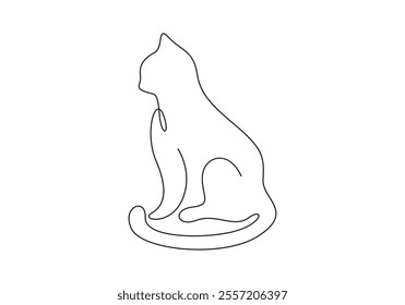 Continuous line drawing of cute cat. Minimalist cat design. Vector illustration