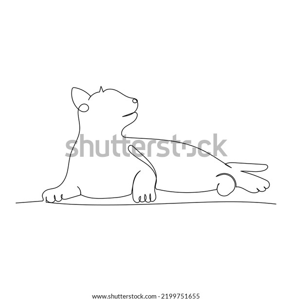 Continuous Line Drawing Cute Cat Minimalism Stock Vector (Royalty Free ...