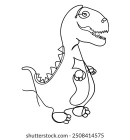 continuous line drawing cute dinosaur icon