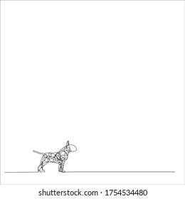 continuous line drawing of cute dog bull terrier